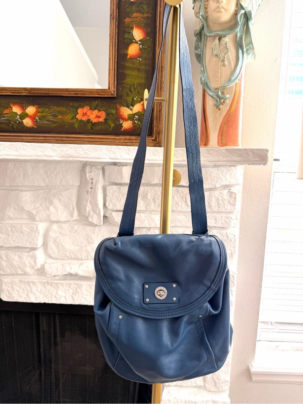 Marc by Marc Jacobs Blue Pebbled Leather Convertible Backpack Shoulder Bag